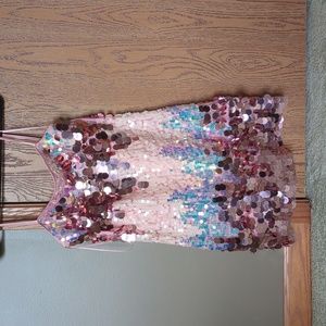 12th Tribe Emmy Pink Disco Sequin Mini Dress